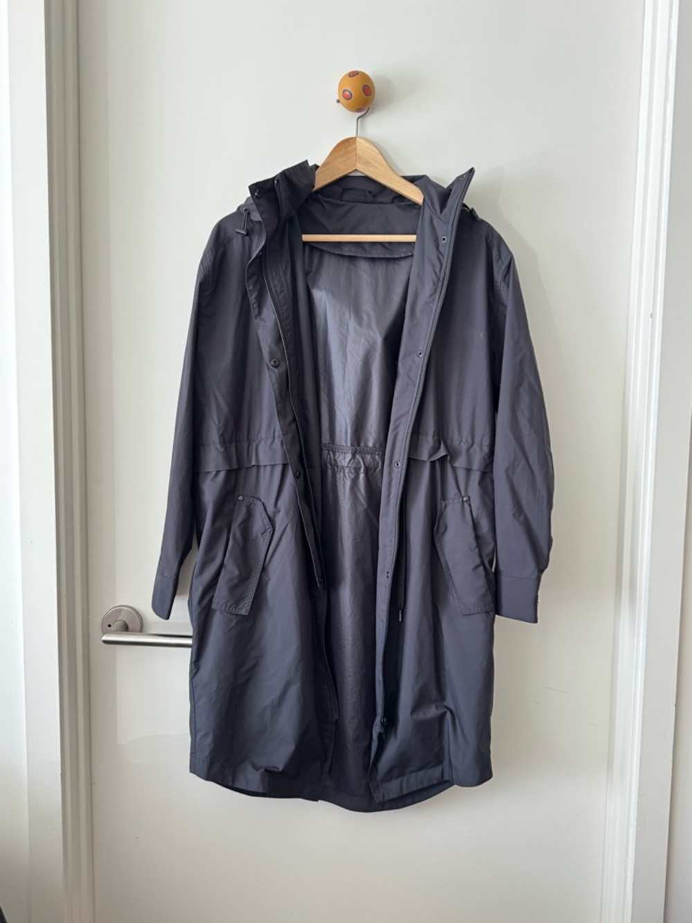 Everlane Charcoal Hooded Rain Jacket